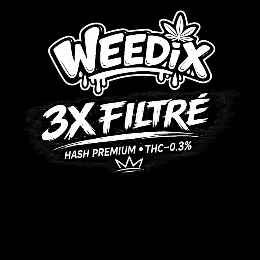 Logo 3X Filtré WEEDIX noir et blanc pour résine CBD premium conforme au CBD légal en France