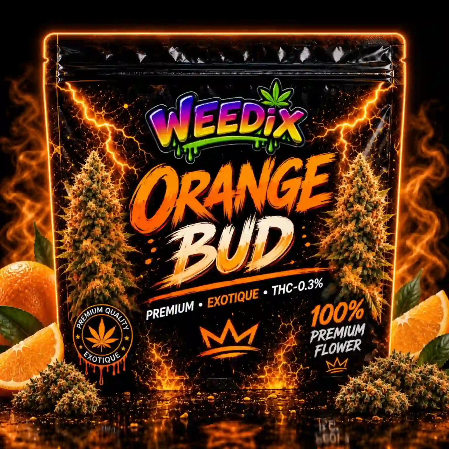 Orange Bud Fleur CBD Premium WEEDIX – visuel produit officiel